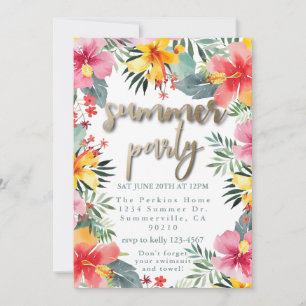 Pool Party Summer BBQ  Invitation