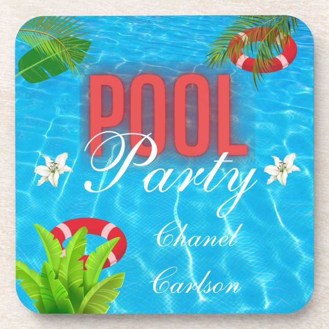 Pool Party | Summer Birthday Coaster (Front)