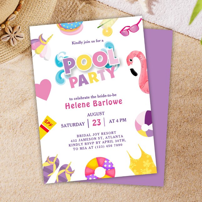 Pool Party Summer Bridal Shower Invitation (Pool Party Summer Bridal Shower Invitation)