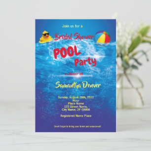 Pool Party Summer Bridal Shower  Invitation