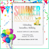 Pool Party Summer Food Friends Family Birthday
