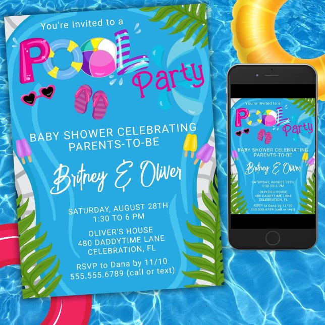 Pool Party Summer Girl Baby Shower Invitation (Creator Uploaded)