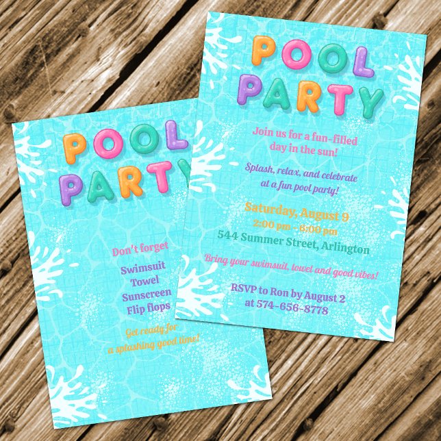 Pool Party Summer Holiday Birthday Invitation (Creator Uploaded)