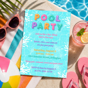Pool Party Summer Holiday Birthday Invitation