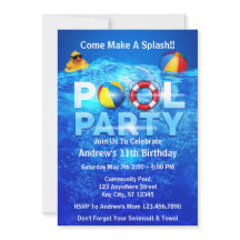 Pool Party Summer Swimming Splash Birthday
