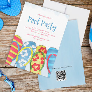 Pool Party Summer Tropical Cute Beach Invitation