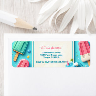 Pool Party Summer Water Return Address Label