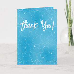 Pool Party Sweet 16 Water Blue Minimalist Bday Thank You Card