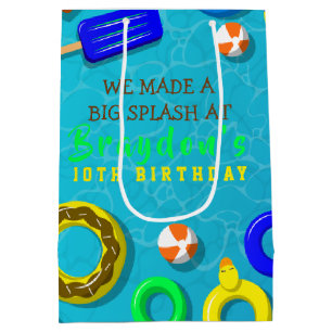 POOL PARTY SWIM Birthday Gift Favour Tags Medium Gift Bag