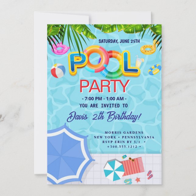 Pool Party | Swimming Birthday Invitation (Front)