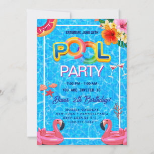 Pool Party   Swimming Birthday Invitation