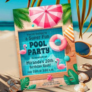 Pool Party Swimming Birthday Splash Invitation