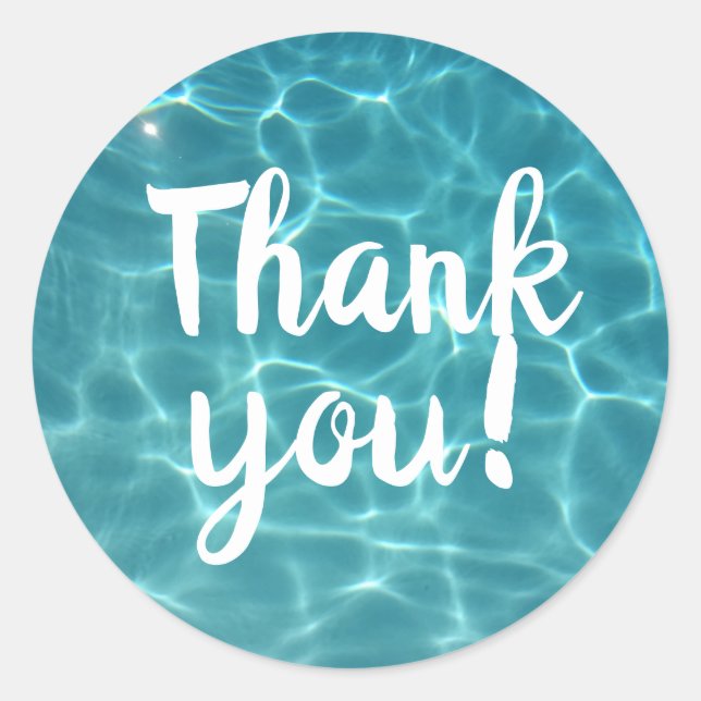 Pool Party Thank You! Classic Round Sticker (Front)