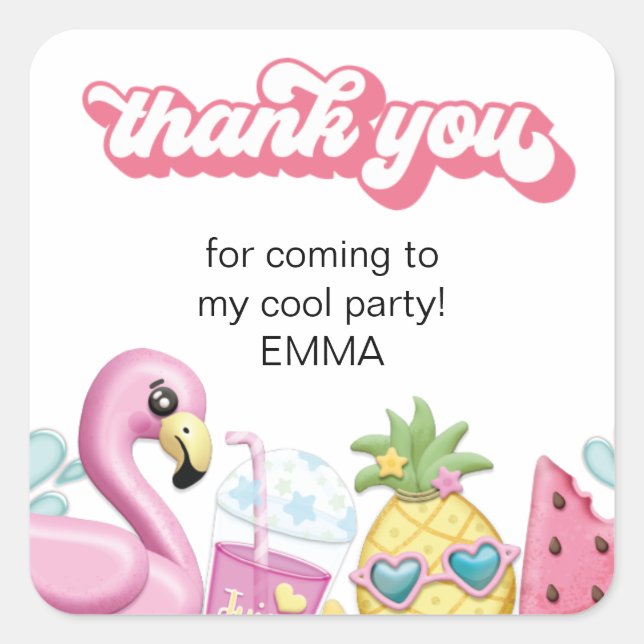 Pool Party Thank you favour Label (Front)