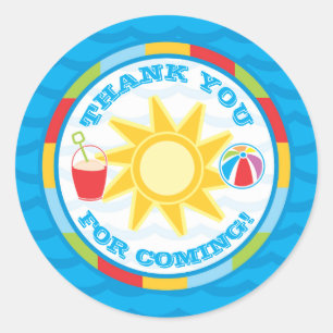 Pool Party Thank You Favour Sticker Label
