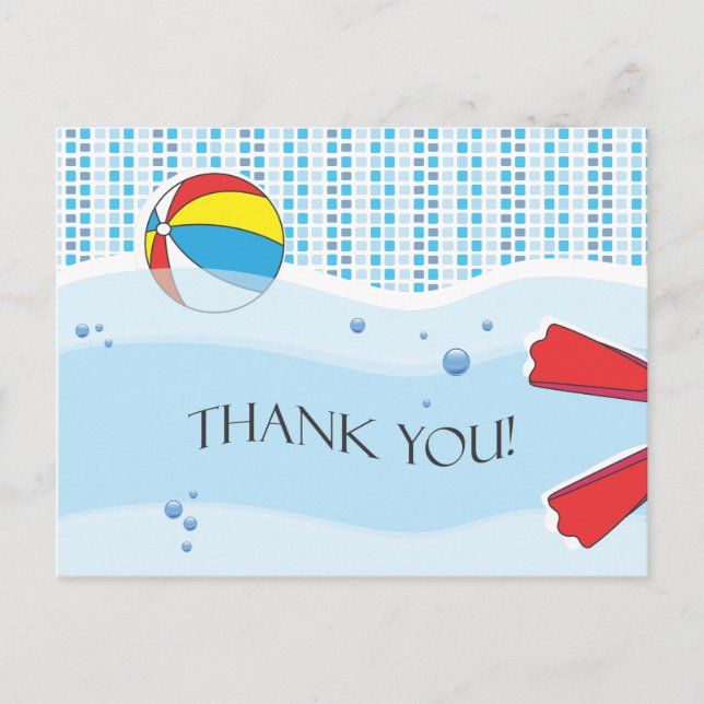 Pool Party Thank You Postcard - Boy (Front)