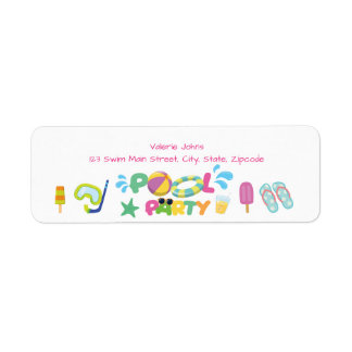 Pool Party Theme Return Address Label