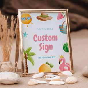 Pool Party, Tropical Beach Birthday Party Sign