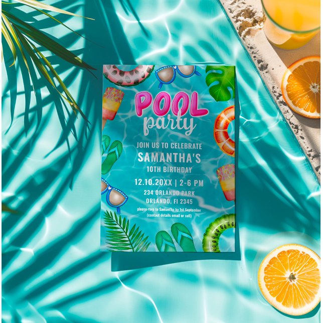 Pool Party Tropical Summer Invitation (Creator Uploaded)
