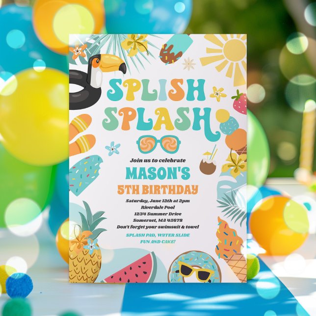 Pool Party Tropical Summer Pool Birthday Party Invitation (Creator Uploaded)