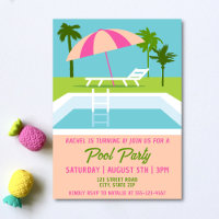 Pool Party Tropical Swimming Pool Girls Birthday