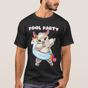 Pool Party Unicorn Float Dabbing Llama Girls Women T-Shirt