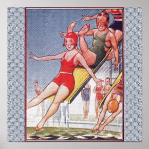 Pool Party Vintage Swimming Poster