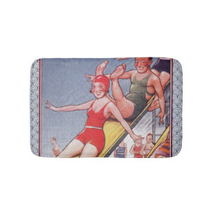 Pool Party Vintage Swimming Summer Bath Mat