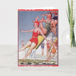 Pool Party Vintage Swimming Summer Card