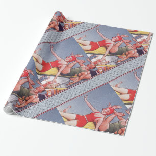 Pool Party Vintage Swimming Summer Wrapping Paper
