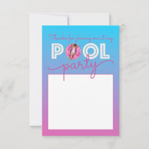 Pool Party Watercolor Ombre Doughnut Float Thank You Card