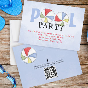 Pool Party Watercolor Summer Custom Invitation