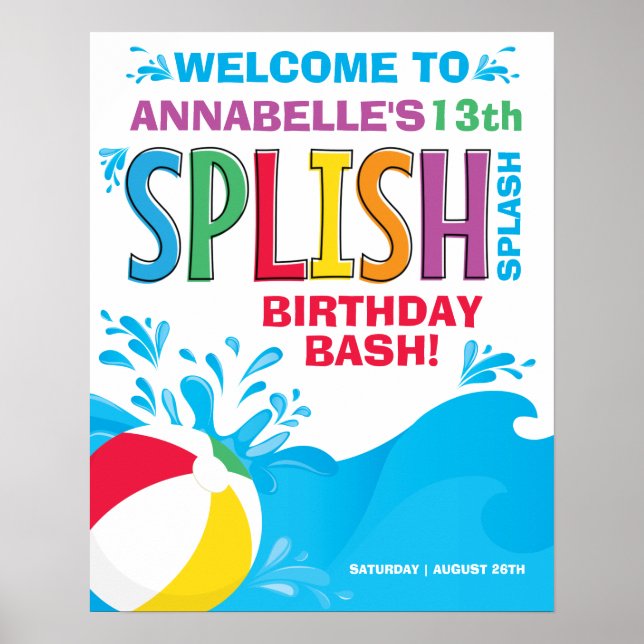 Pool Party Welcome Sign (Front)