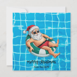 Pool Party with Santa Claus for Christmas in July Card