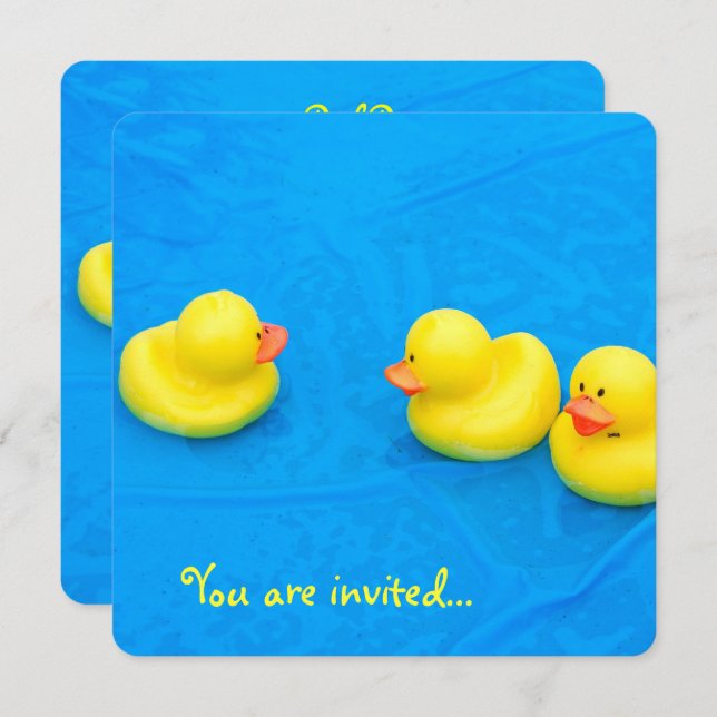 Pool Party with yellow ducks Invitation (Front/Back)
