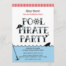 Pool Pirate Party Birthday Invite