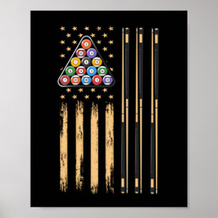 Pool Player American Flag Poster