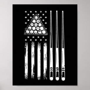 Pool Player American Flag Poster