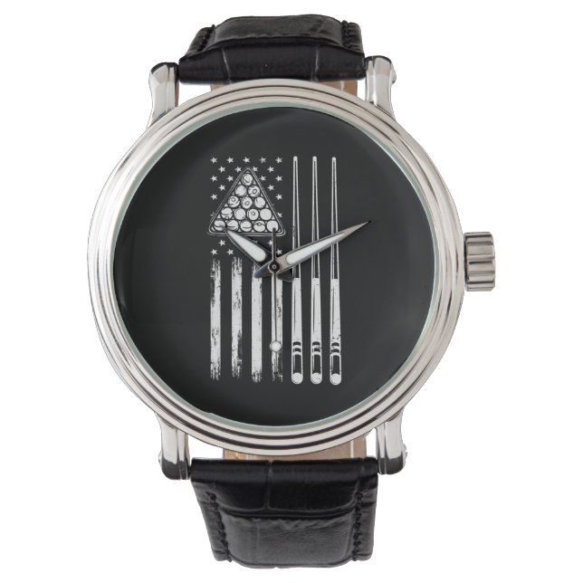 Pool Player American Flag Watch (Front)