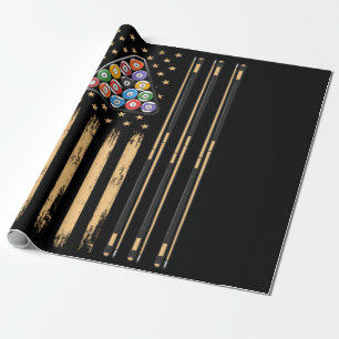 Pool Player American Flag Wrapping Paper