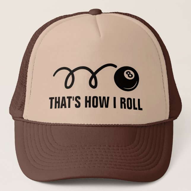 Pool player trucker hat for eightball fans (Front)