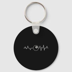 Pool Players Heartbeat Billiards 8 Ball 9 Ball Key Ring