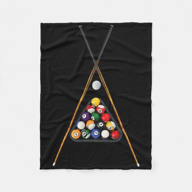 Pool Players Racked Sticks Cue Ball Billiards Art  Fleece Blanket (Front)