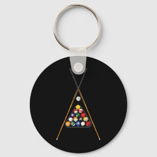 Pool Players Racked Sticks Cue Ball Billiards Art Key Ring