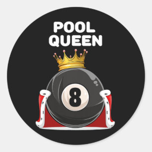 Pool Queen Girls Pool Womens Billiards Pool Classic Round Sticker
