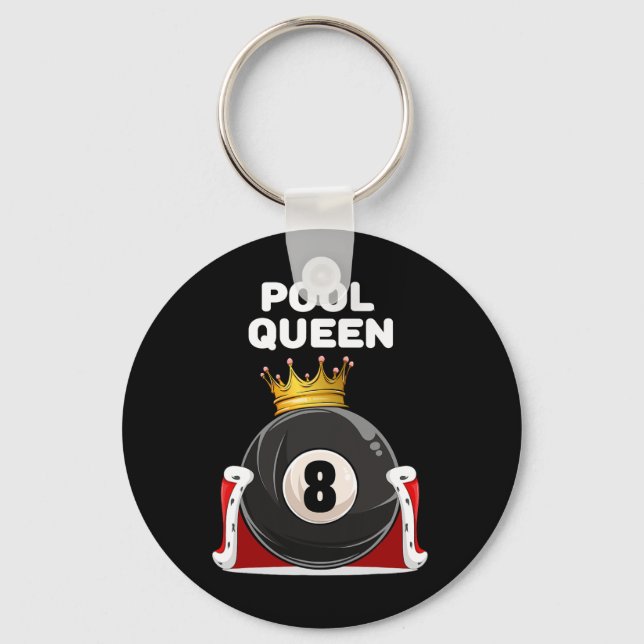 Pool Queen Girls Pool Womens Billiards Pool  Key Ring (Front)