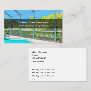 Pool Re-Screening And Repair Services Business Card