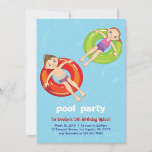 Pool Rings Summer Swim Birthday Party Invitation