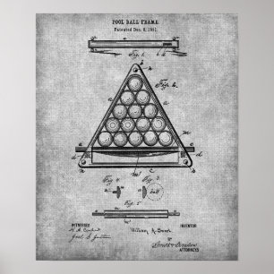 Pool Room Decor Print 3 Billiards Patent