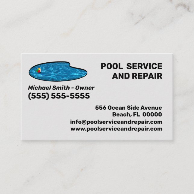 Pool Service and Repair Business Card (Front)